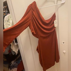 One shoulder altard state orange dress